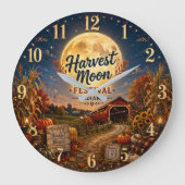 Harvest Moon Festival Indiana Autumn Farmhouse ラージ壁時計 (正面)