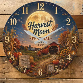 Harvest Moon Festival Indiana Autumn Farmhouse ラージ壁時計