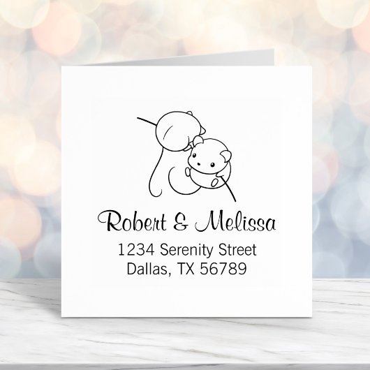 Harvest Mouse、一対のネズミカップルのアドレス セルフインキングスタンプ