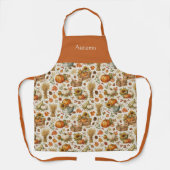 Harvest Orange Pumpkins Garden Thanksgiving Name エプロン (正面)