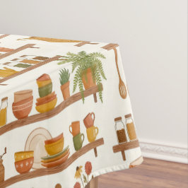 Harvest Pantry Shelves Watercolor Tabletop Charm テーブルクロス