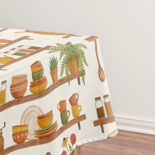 Harvest Pantry Shelves Watercolor Tabletop Charm テーブルクロス (インサイチュ)