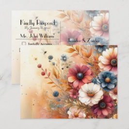 Harvest Petals and Painted Skies ウェディングRSVP インビテーションポストカード