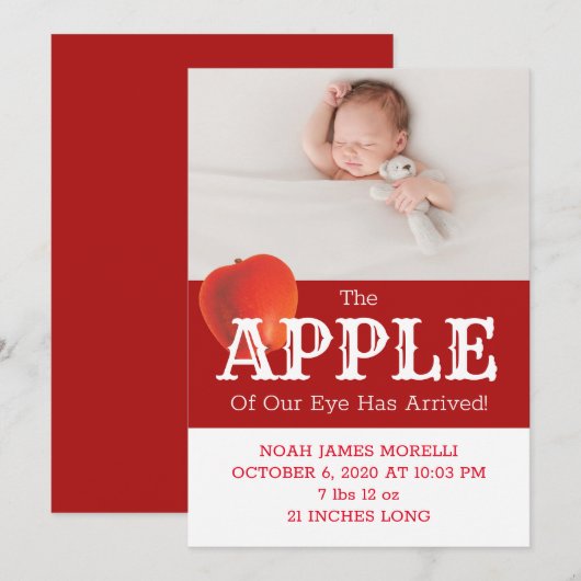 Harvest Red Apple of Our Eye Birth Announcement 案内状 (正面/裏面)