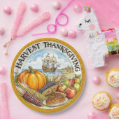 "Harvest Thanksgiving" Mayflower CeramPaper Plate ペーパープレート (パーティー)