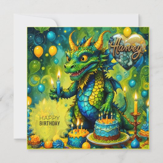 HARVEY ~誕生日カード~恐竜~緑~ (正面)