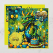 HARVEY ～誕生日カード～恐竜～緑～ (正面/裏面)