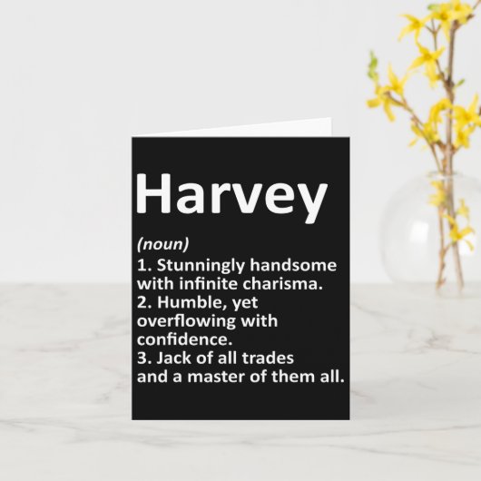 Harvey Definition Personalized Name Funny Birthday カード (黄色い花)