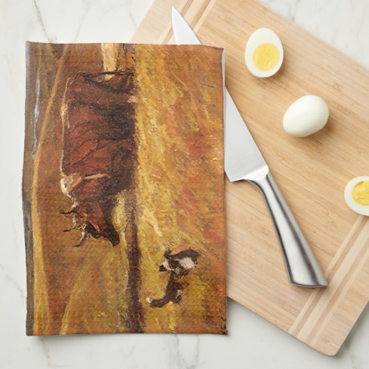 Harvey Thomas Dunnによって耕されたバッファローの骨 キッチンタオル (四つ折り)