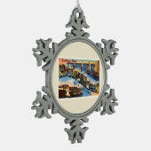 HarwichportのケープコッドマサチューセッツMA古い旅行 スノーフレークピューターオーナメント (左)