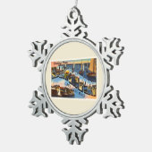 HarwichportのケープコッドマサチューセッツMA古い旅行 スノーフレークピューターオーナメント (右)