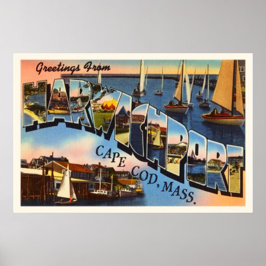 Harwichport Cape Cod Massachusetts MA Old Travel ポスター (正面)