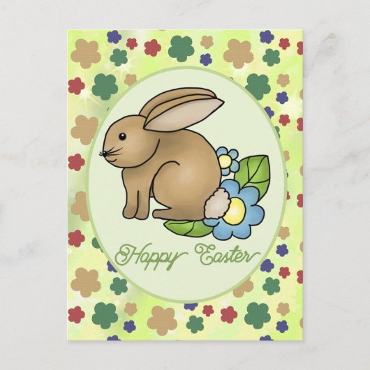 Hase mit Blumen  postkarte ポストカード (正面)