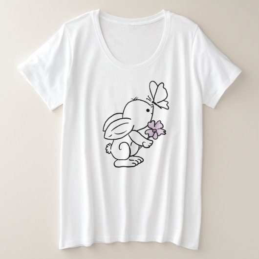 Hase mit Schmetterling プラスサイズTシャツ (デザイン正面)