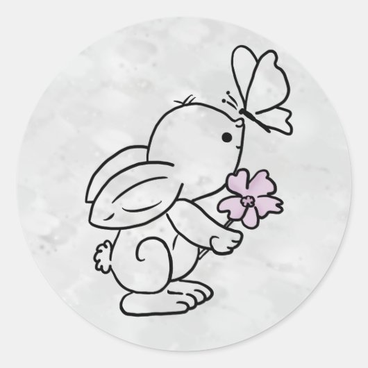 Hase mit Schmetterling ラウンドシール (正面)