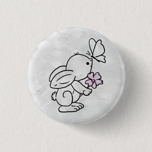 Hase mit Schmetterling 缶バッジ (正面)