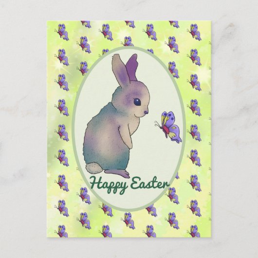 Hase mit Schmetterling Postkarte ポストカード (正面)