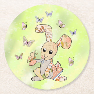 Hase und Schmetterlinge ラウンドペーパーコースター
