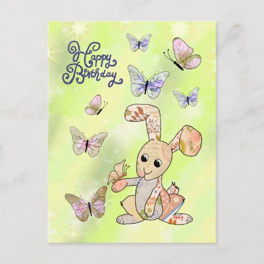 Hase und Schmetterlinge Postkarte ポストカード (正面)