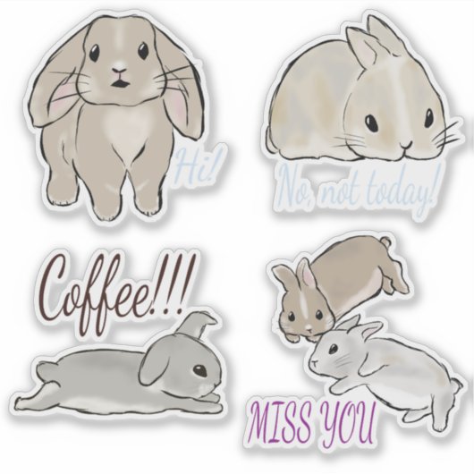 Hasen mit Text Sammlung  シール (正面)