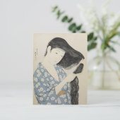 Hashiguchi Goyo -彼女の毛をとかす青の女性 ポストカード (スタンド正面)