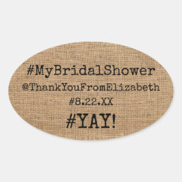 Hashtagの#Myブライダルシャワーはバーラップの一見の感謝していしています 楕円形シール