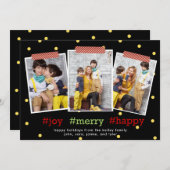 Hashtag休日、喜び幸メリーせ、3枚の写真 シーズンカード (正面/裏面)