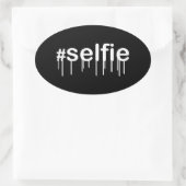 Hashtag自撮りドローリングブラックデコール 楕円形シール (バッグ)