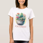 Hashtag Cactuslove女性のTシャツ Tシャツ (正面)