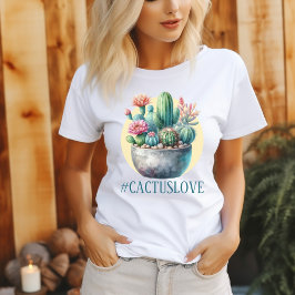 Hashtag Cactuslove女性のTシャツ Tシャツ
