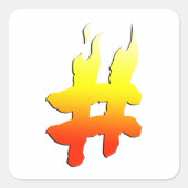 #HASHTAG - Hash Tag Symbol on Fire スクエアシール (正面)