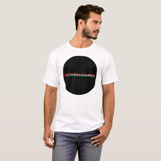 hashtag love Budapest, black circle Tシャツ (正面フル)