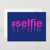 Hashtag Selfie Drooling on blue ポストカード (正面/裏面)