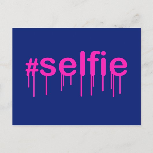 Hashtag Selfie Drooling on blue ポストカード (正面)