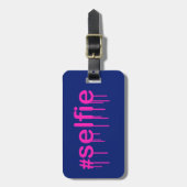 Hashtag Selfie Drooling on blue ラゲッジタグ (正面縦)