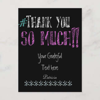 Hashtag Thank you Chalkboard ポストカード