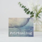 Hashtag Virtual Hug over Denim Blue抽象芸術インク ポストカード (スタンド正面)