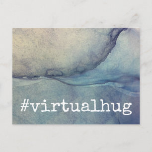 Hashtag Virtual Hug over Denim Blue抽象芸術インク ポストカード