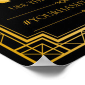 Hashtag Wedding Sign | Gatsby Art Deco ポスター (角)