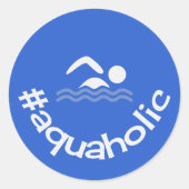 Hastag aquaholicおもしろい泳ぎ ラウンドシール (正面)