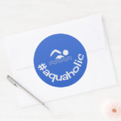 Hastag aquaholicおもしろい泳ぎ ラウンドシール (封筒)