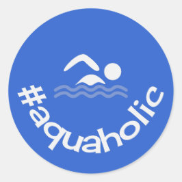 Hastag aquaholicおもしろい泳ぎ ラウンドシール