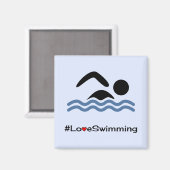 Hastag loveスイミングおもしろいブルースポーツ マグネット (正面/裏面)