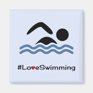 Hastag loveスイミングおもしろいブルースポーツ マグネット