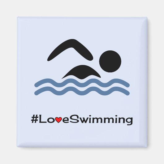 Hastag loveスイミングおもしろいブルースポーツ マグネット (正面)