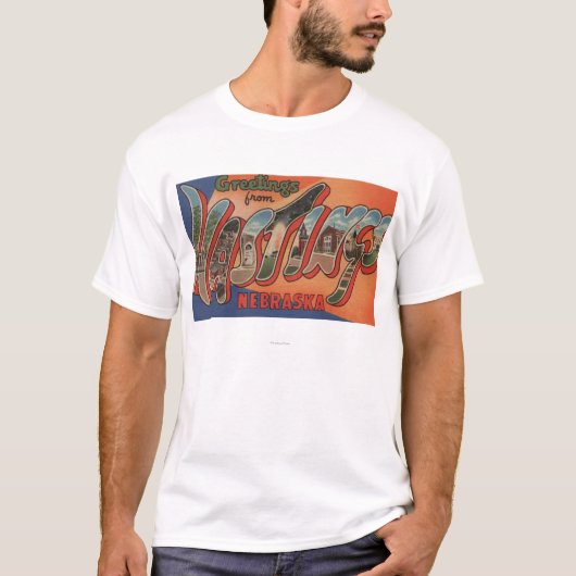 Hastings、ネブラスカ-大きい手紙場面 Tシャツ (正面)