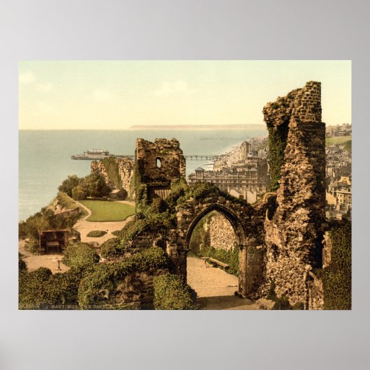Hastings Castle, Hastings, Sussex，イギリス ポスター (正面)