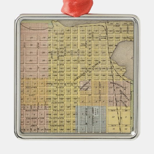 Hastings、Dakota郡、ミネソタの地図 メタルオーナメント (正面)