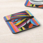 Hat 3印象的カラフルなシルエットの女性 コースター (左側)