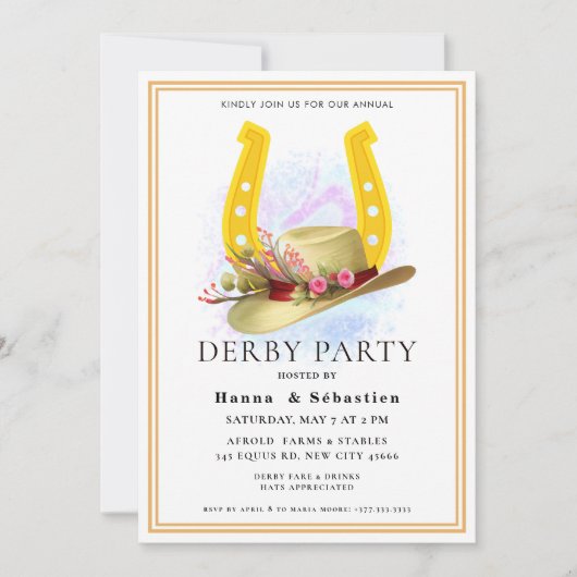  Hat  Derby Party Equestrian 招待状 (正面)